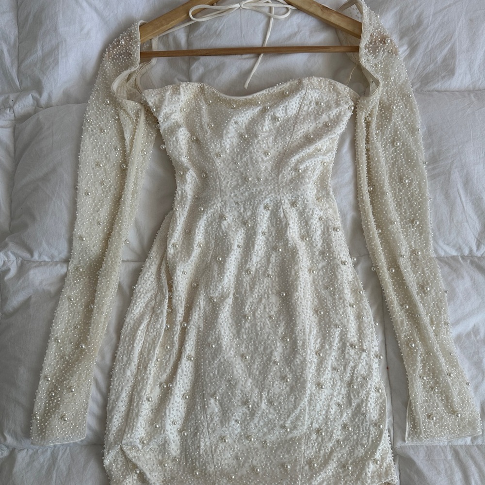 Oh Polly Embellished Corset Long Sleeve Mini Dress